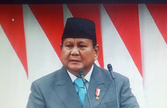 Presiden Republik Indonesia Prabowo Subianto dalam sidang Tahunan MPR, DPR, DPD, Jumat (15/8) |doc|cut|google|